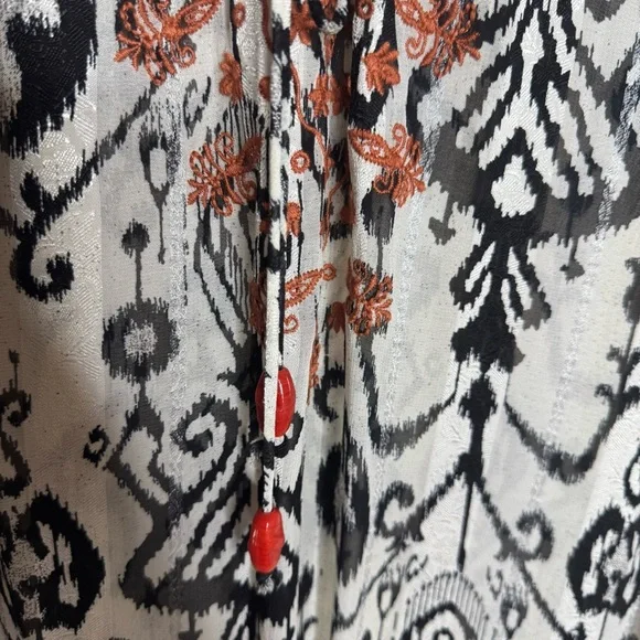 Zara Embroidered Ikat Print Midi Caftan Dress Small NWT